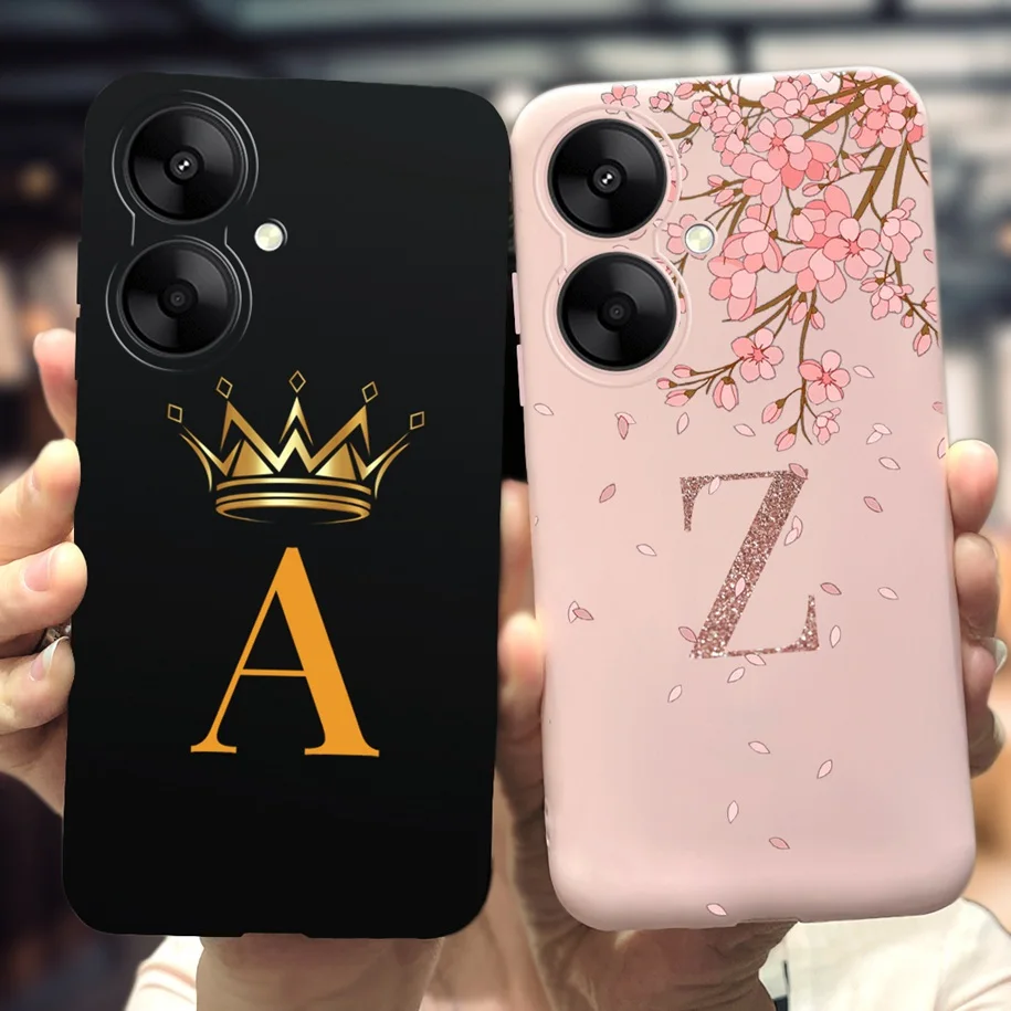 Per Redmi 13C 5G Custodia Cute A Z Lettere Iniziali Crown Flower Cover Antiurto Per Xiaomi Redmi 13C 5G Bumper Redmi 13R 2023 Funda