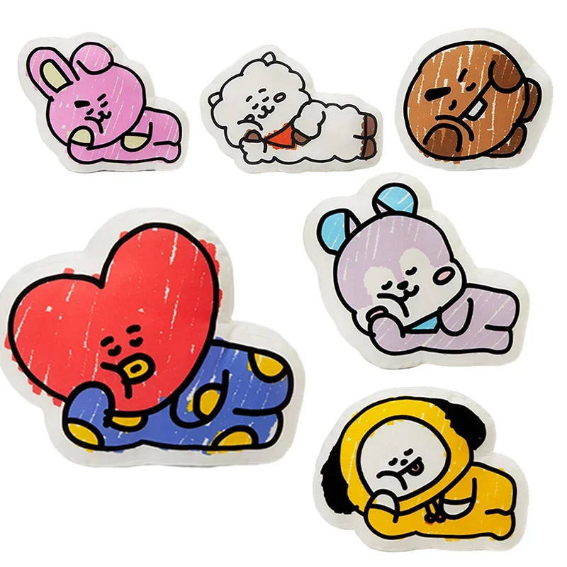 

Line Friends Kawaii Bt21 Plush Pillow Anime Cartoon Cozy Home Series Chimmy Cooky Rj Shooky Koya Soft Stuffed Cushion Decor