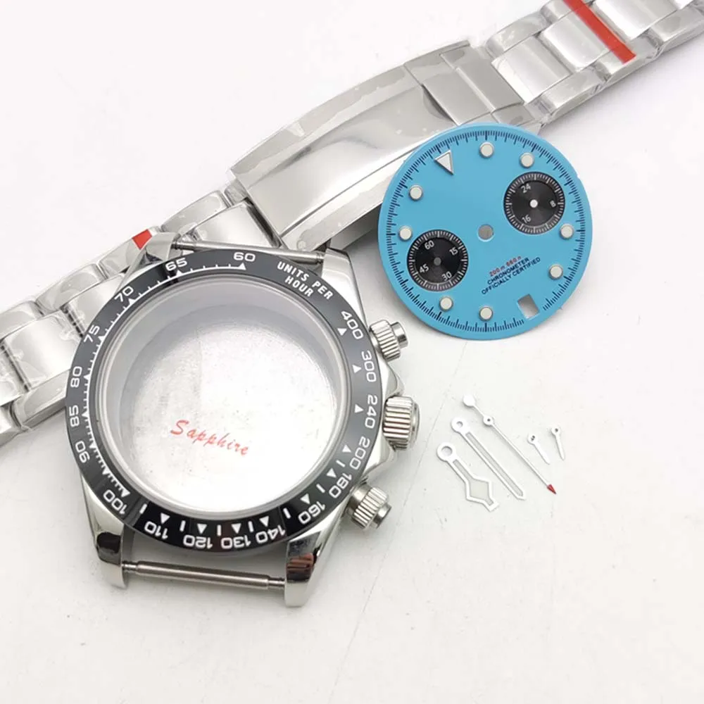 Watch Case Men's Quartz Watch Set 40 mm Stainless Steel Water-Resistant Case Calibre VK64 New Dial Matching Bracelet