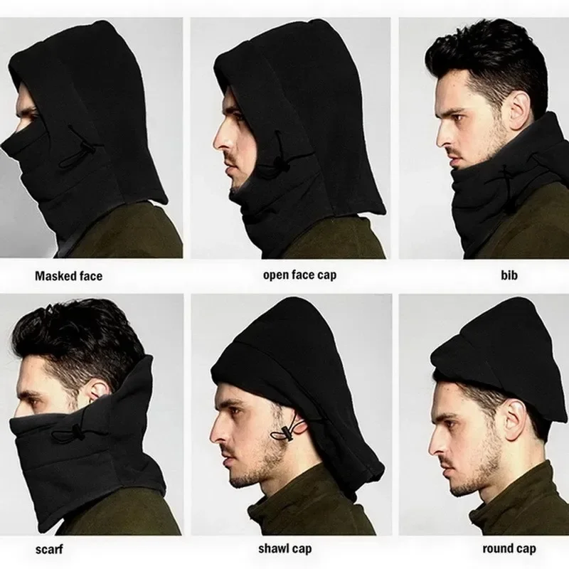 Warm Winter Cap Windproof Thicken Balaclava Hat Plush Fleece Adjustable Scarves Hats Multi-Functional Outdoor Cycling Caps