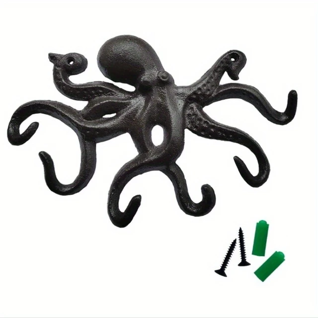 Octopus Key Holder for Wall Cast Iron Hooks Decorative Rustic Towel Wall  Mounted Heavy Duty Coat with 6 Tentacles for Keys - AliExpress
