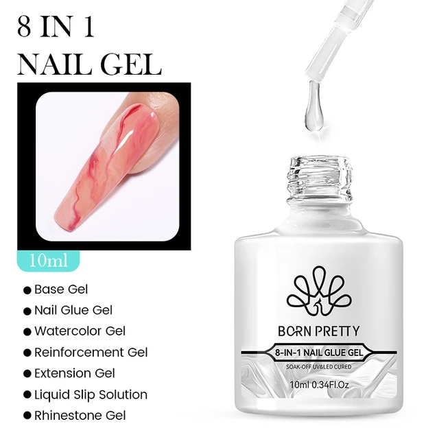 BORN PRETTY 10ml 8-in-1 Nail Glue Coat Rubber Gel Reinforcement Gel for Nails Tools Soak Off UV LED Nail Varnish Function Gel 2