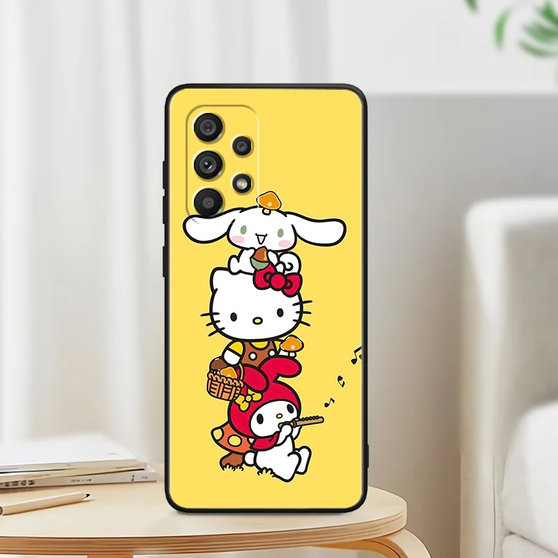 thumbnail image 1 of Anime Hello Kitty Sanrio para Samsung Note 20 10 Ultra Plus A31 A8 A14 j6 A12 A5 A70 A7 A34 A20 A04 A24 5G, funda de teléfono negra, 1 of 5