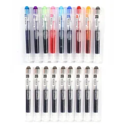 9 - Piece Assorted Color Disposable Fountain Pen Set with Extra Fine Nibs and Large Ink Capacity - F (9 colored 9 black)