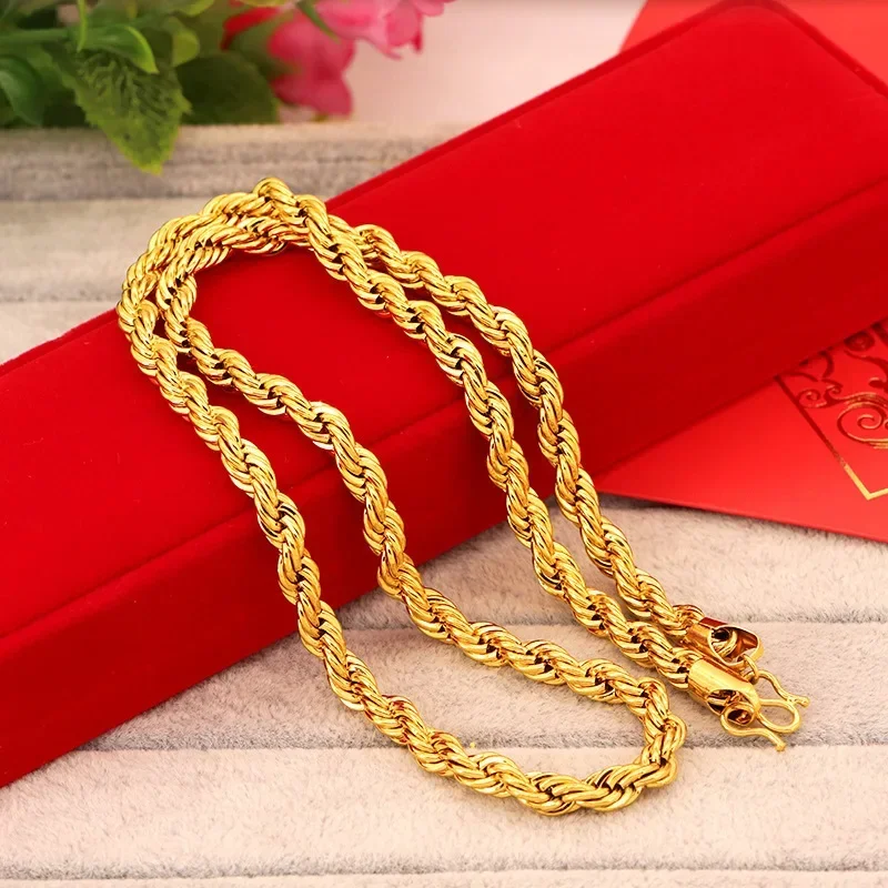 High-Quality 24K 9999 Real Gold Necklaces in Gold Shop-Men's and Women's Styles, Fortune into Treasure Design