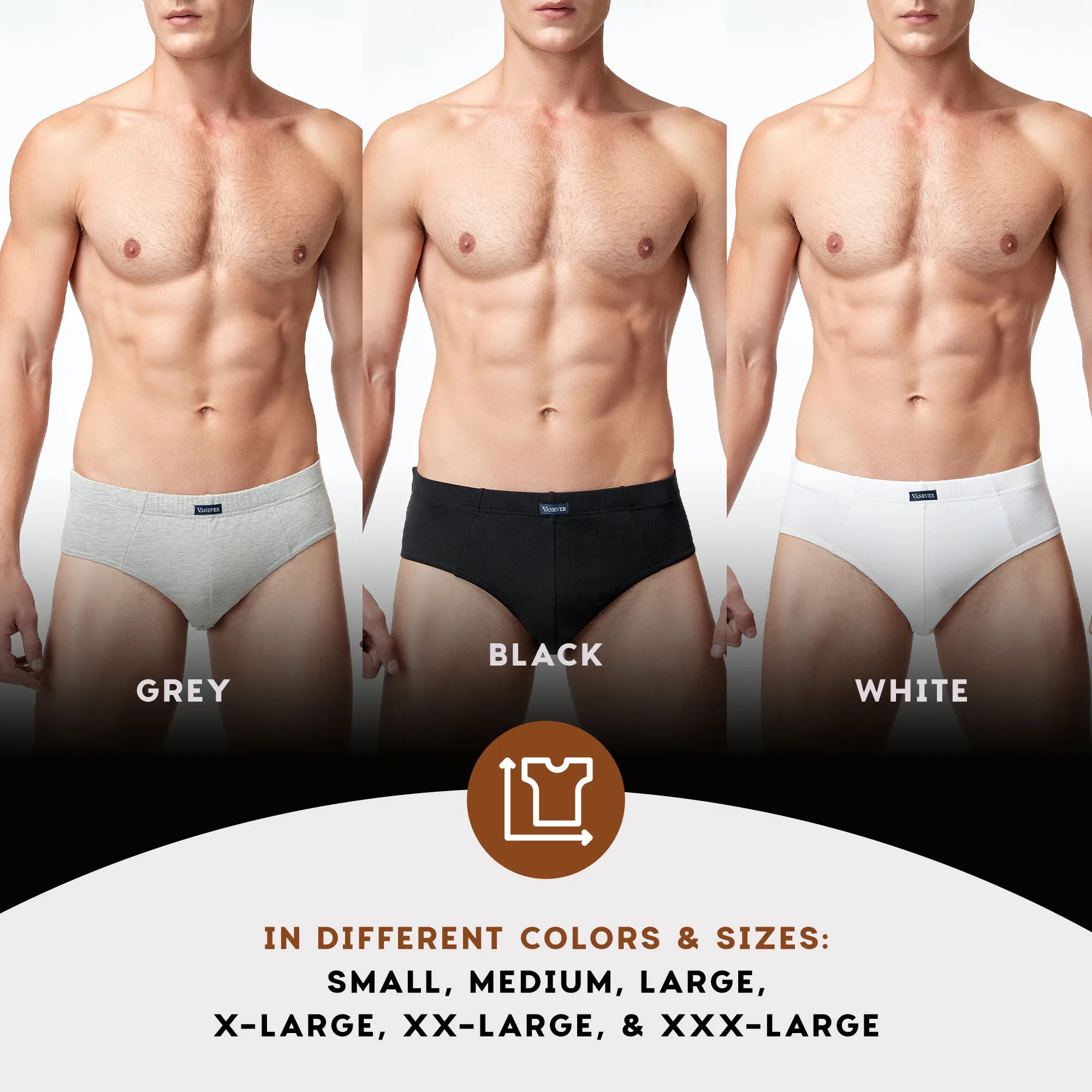 VANEVER 3Pcs Men Strech Slip Briefs, Solid Color Underpants, Cotton Elastic Men’s Shorts Panties, Soft Breathable male underwear