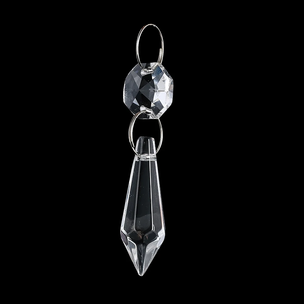 5PC Shiny Clear Pointed Beads Sun Catcher Pendant Octagon Spacer Bead Faceted Prism Glass Crystal Charm Jewelry Dangle Hanging