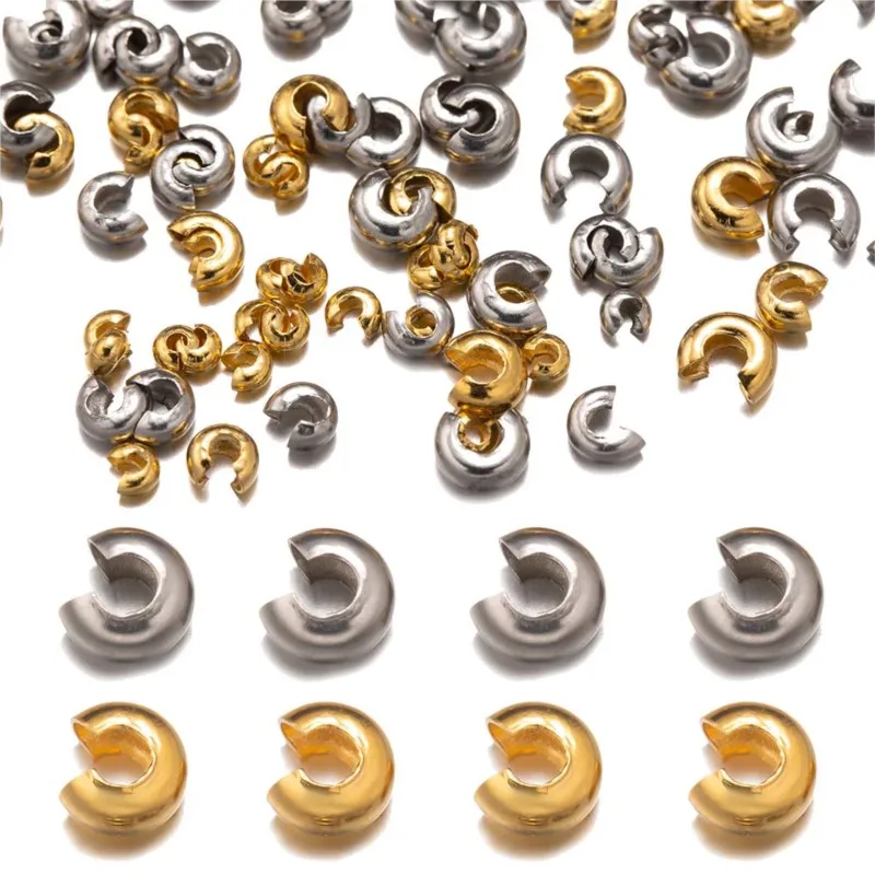 50 stücke 3/4/5mm Edelstahl offene Crimp ende Perlen Stopper Kappe für DIY Armband Halskette Schmuck Materialien liefert Großhandel