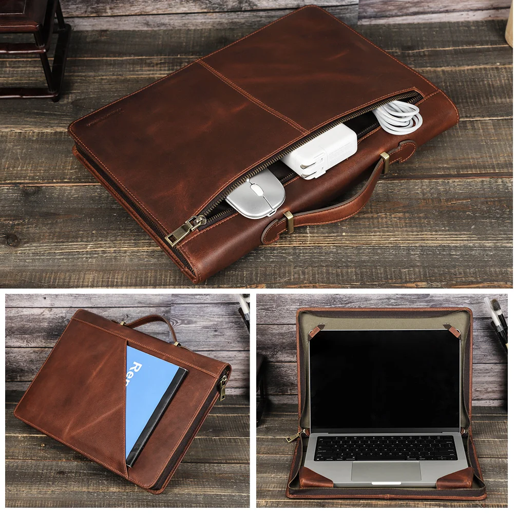 Família Contacts Genuíno Couro do Portátil Capa para Macbook Pro 14 16 Macbook Pro ar 13 Cases de Manga Protetora Bolsa - Imagem 6