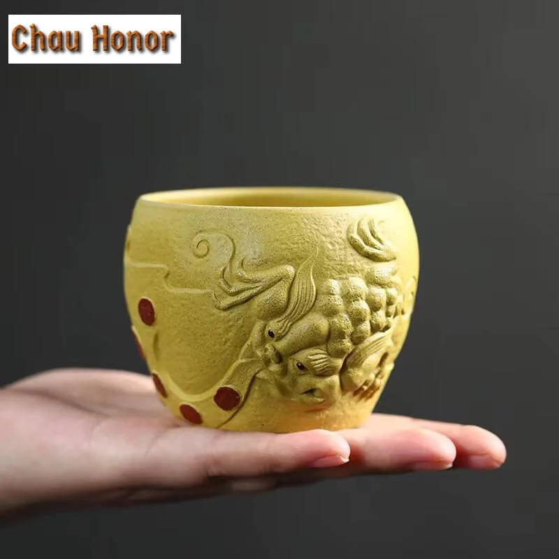 210ml Handamde Yixing Purple Clay Teacup Creative Dragon Master Cup Pixiu Tea Bowl Personal Chazhan Chinese Zisha Kung Fu Teaset