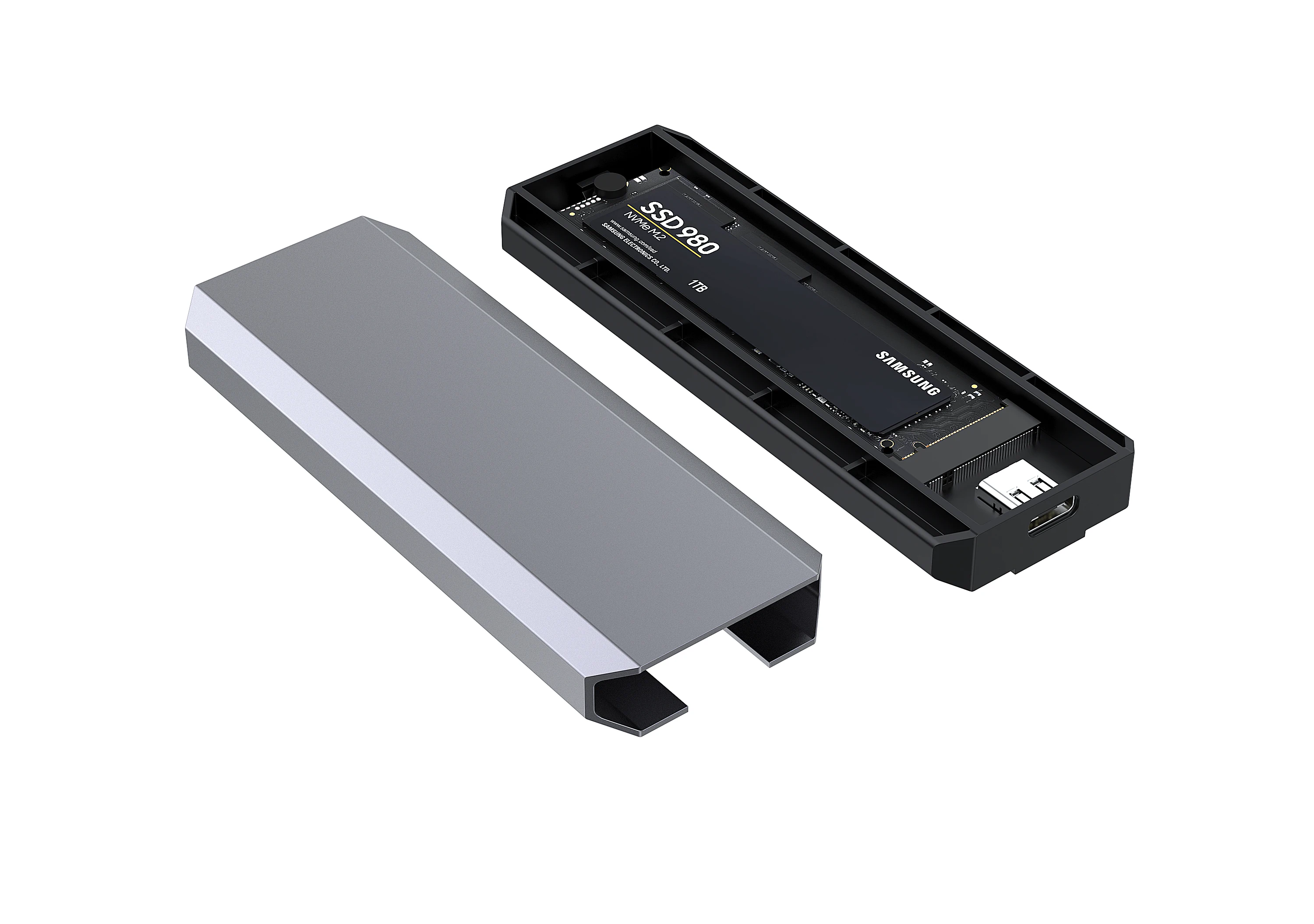 M2 외장 SSD 케이스, 알루미늄 냉각 기능이 있는 기계식 리더, 듀얼 프로토콜 NVMe/NGFF 케이스 지원
