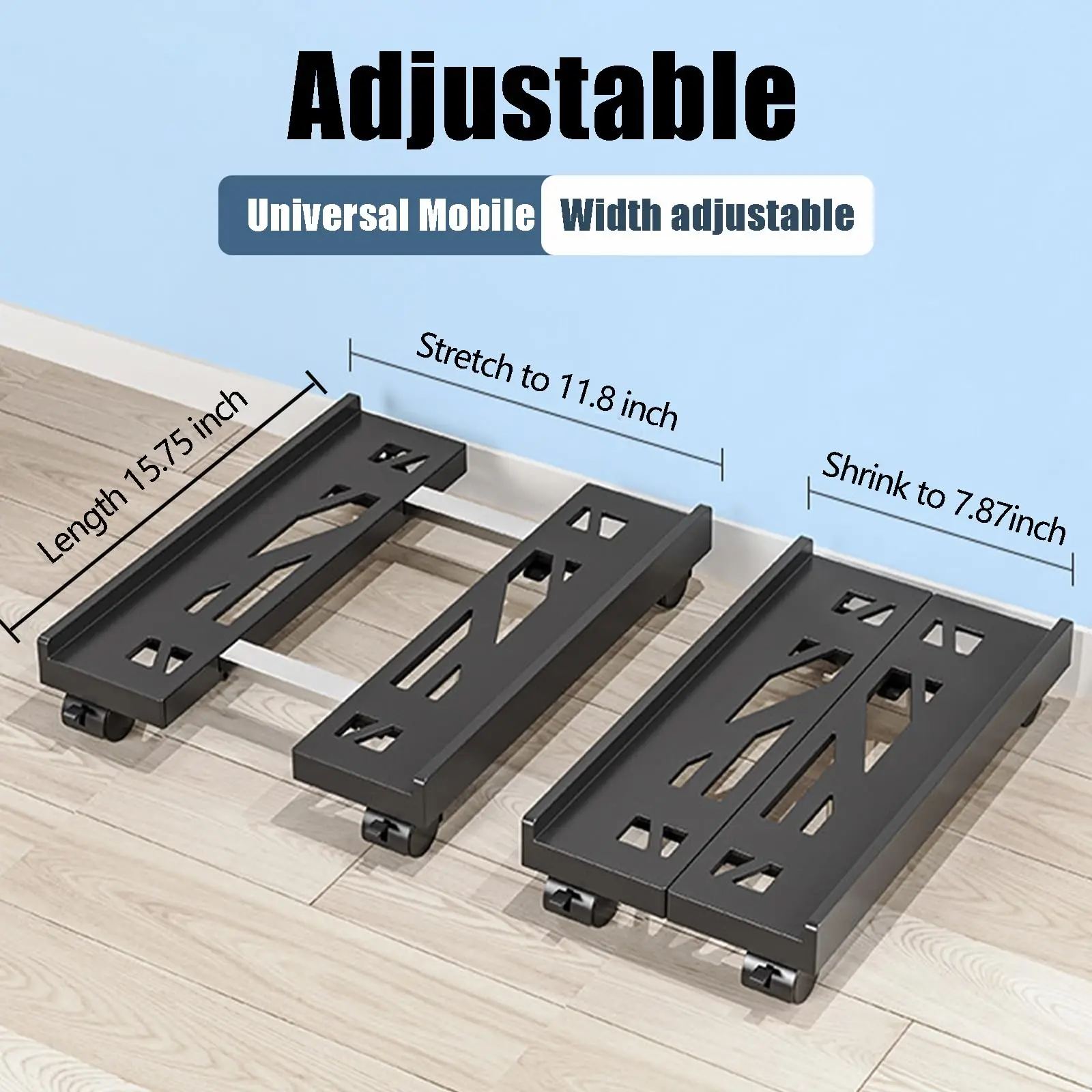 Computer Tower Stand Adjustable Mobile CPU Ventilated With 4 Caster Wheels Fits Most PC Under Desk Holder