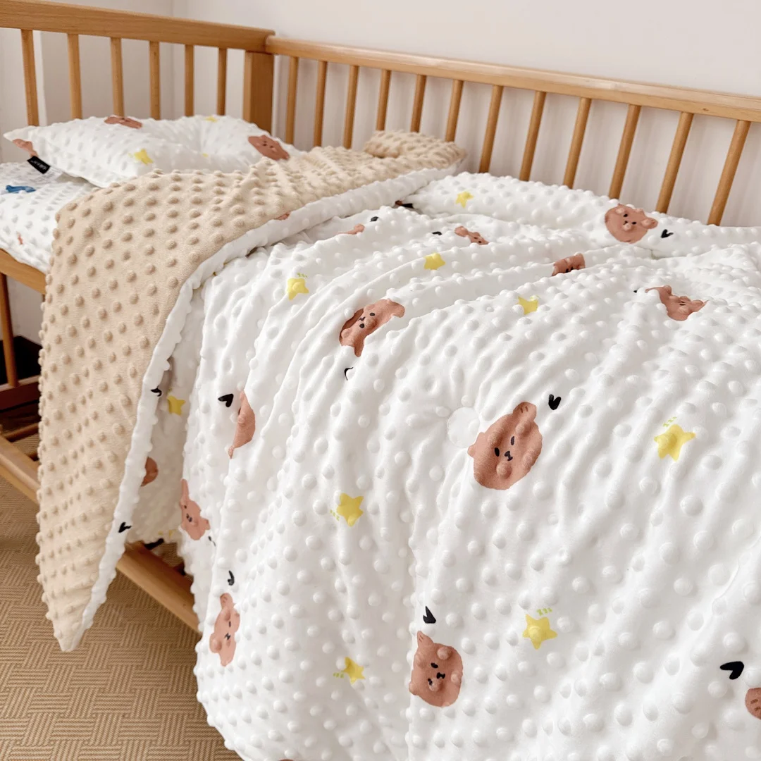 Baby Beanie Velvet Quilt Washed Cotton Embroidered Air Conditioning Quilt Kindergarten Pure Cotton Four Seasons Neutral Warm