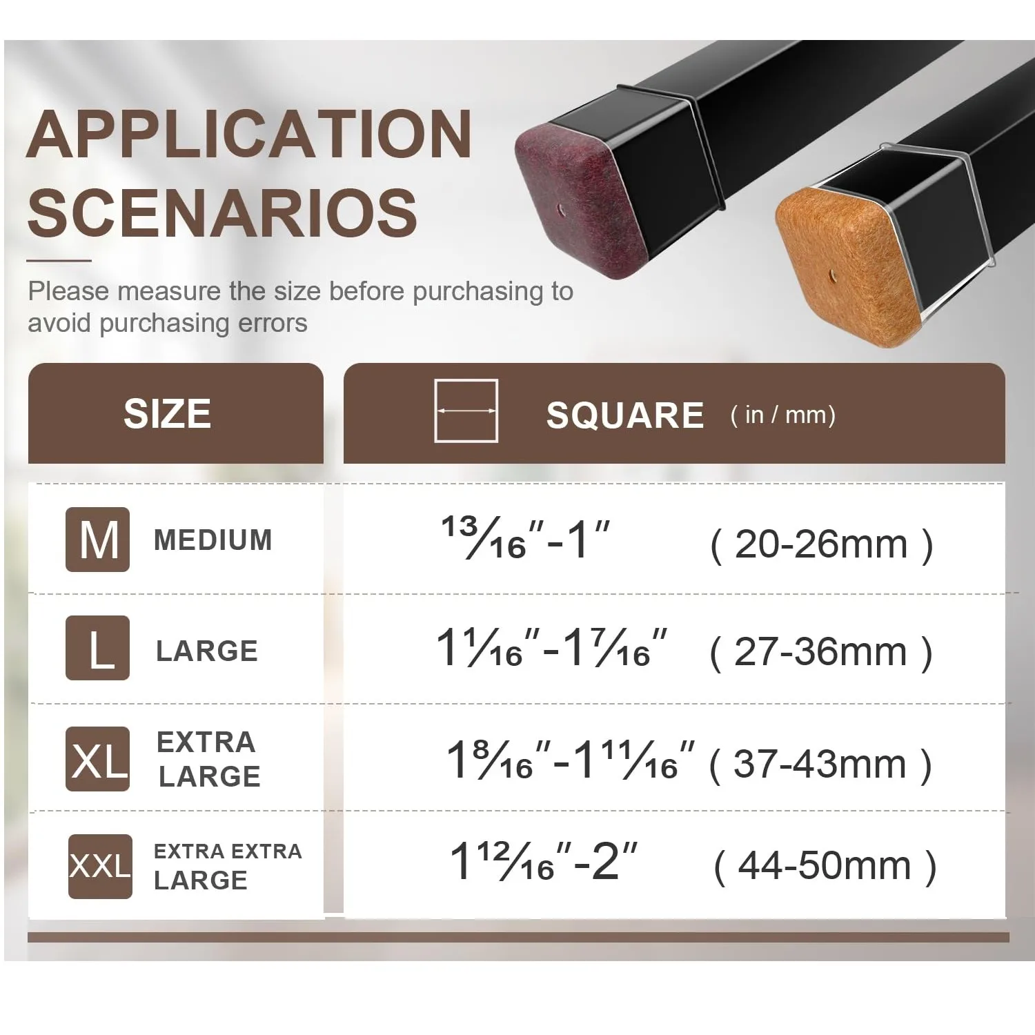 Square Chair Leg Protectors with Felt Base - Anti-Scratch Silicone Caps for Hardwood Floors, Noise Reduction Pads in Various Pack Sizes