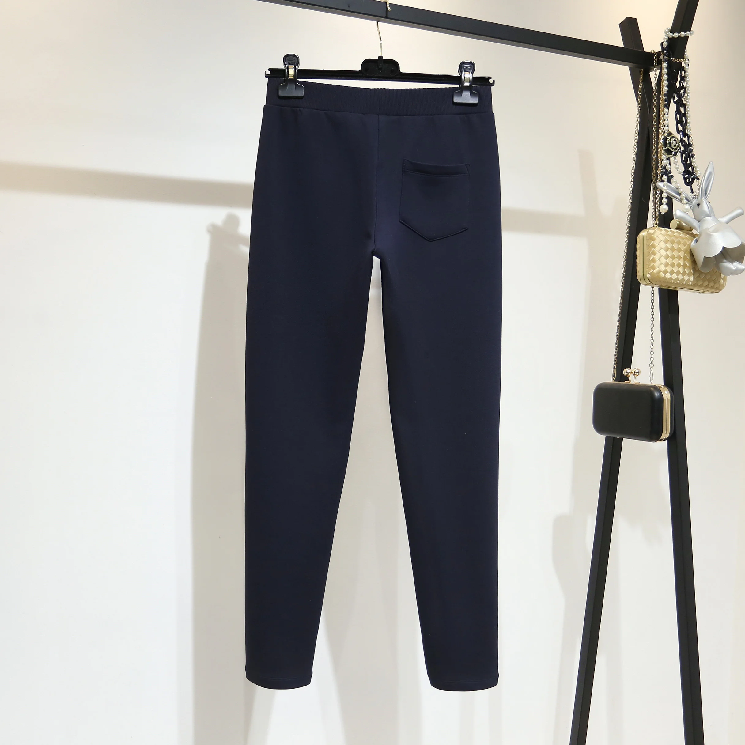 The spring of 2023 female leisure trousers straight opening elastic waist long  pants
