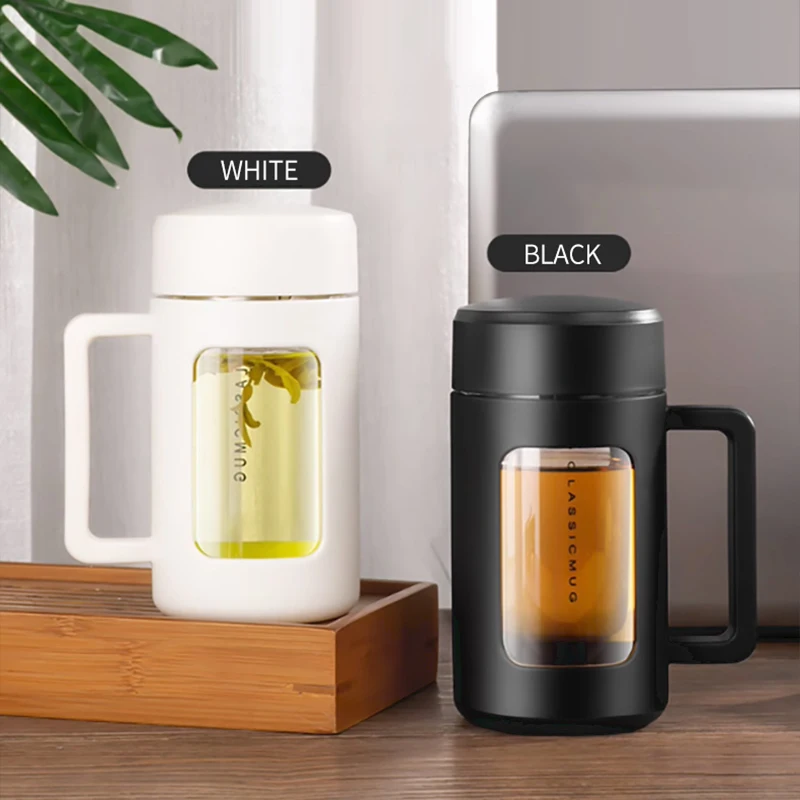 GIANXI Glass Water Cups With Handle Portable Leakage-proof Scalding Protection Mug Anti-fall Glass Tea Cup,glass cup,heat resistant coffee glass cup,heat resistant glass cup,glass water cup