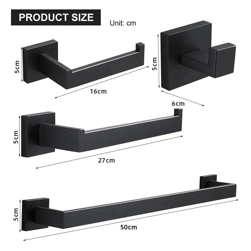 Bathroom Hardware Set Accessories Matt Black Shelf Robe Hook Hanger Towel Rail Bar Rack Tissue Paper Holder Stainless Steel bathroom hardware accessories bathroom hardware set toilet paper holder