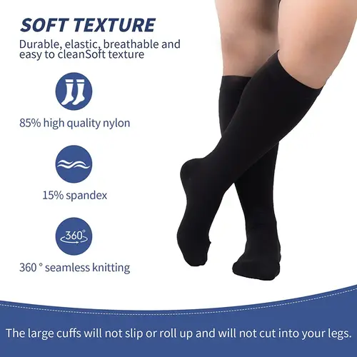 4XL 확대 압축 양말 남성용 블랙 컬러 정맥류 당뇨병 야외 스포츠 러닝 양말 여성용, 도매 5