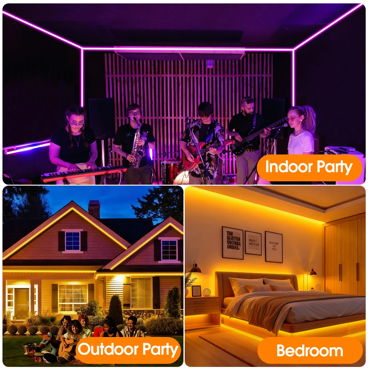 30M/20M LED Neon-Lichterkette mit App/Fernbedienung, Musiksynchronisation, Wasserdicht, Flexibles DIY-Design RGB-Streifenlampe für Zimmer, Party – Detail 8