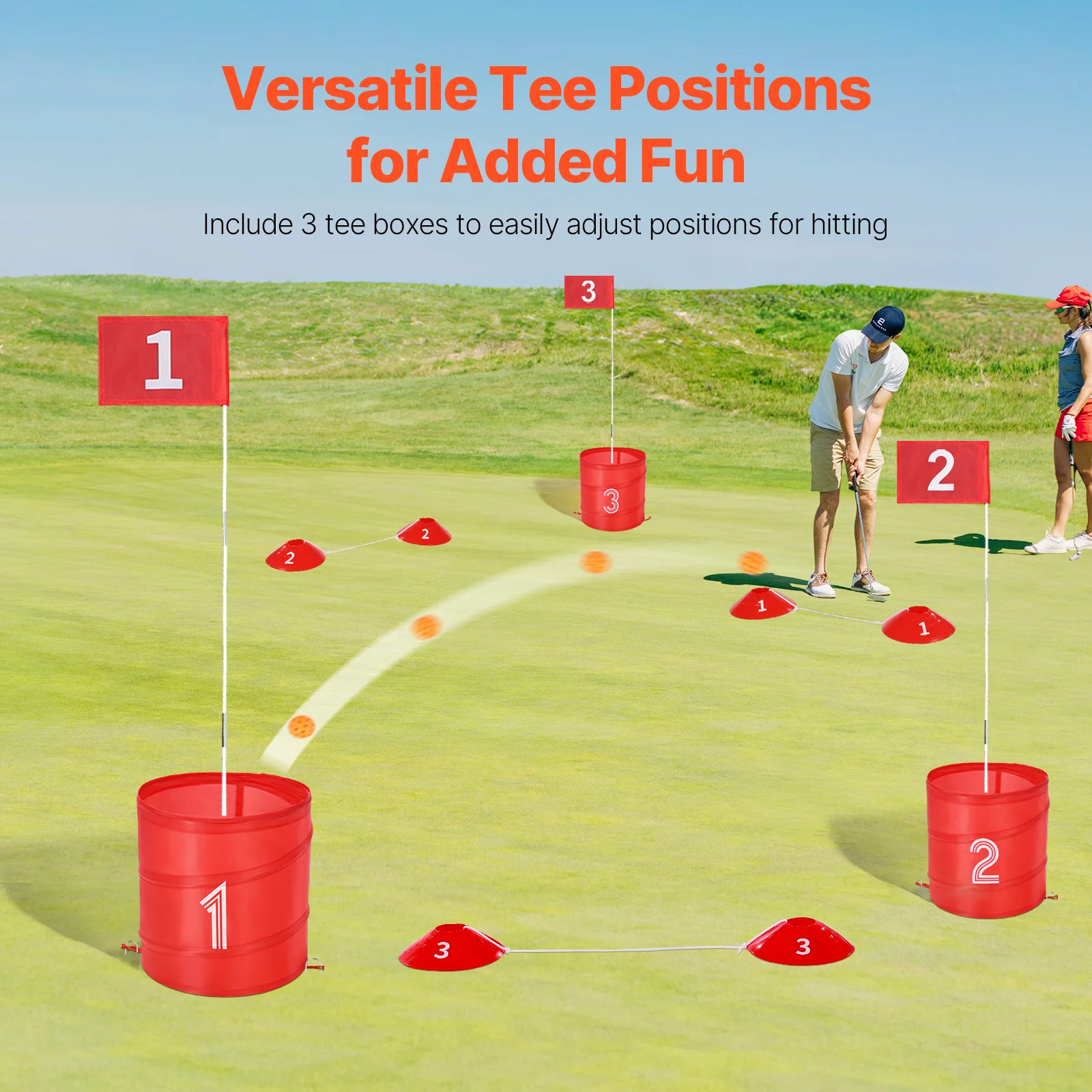 VEVOR 3/6/9 Hole Kids Backyard Golf Game Portable Bucket Golf Course Practice Chipping Games for Family Outdoor Yard Sports Toys 6