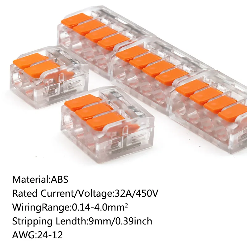 Pack of 10 Transparent Quick-Connect Wire Terminals with Multi-Port Options