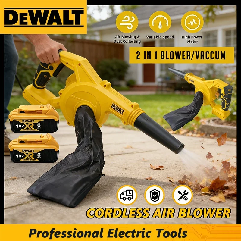 Dewalt 2 in 1 무선 공기 송풍기 및 진공 청소기 전기 먼지 수집기 컴퓨터 수집기 리프 더스터 18V 배터리용 전동 공구