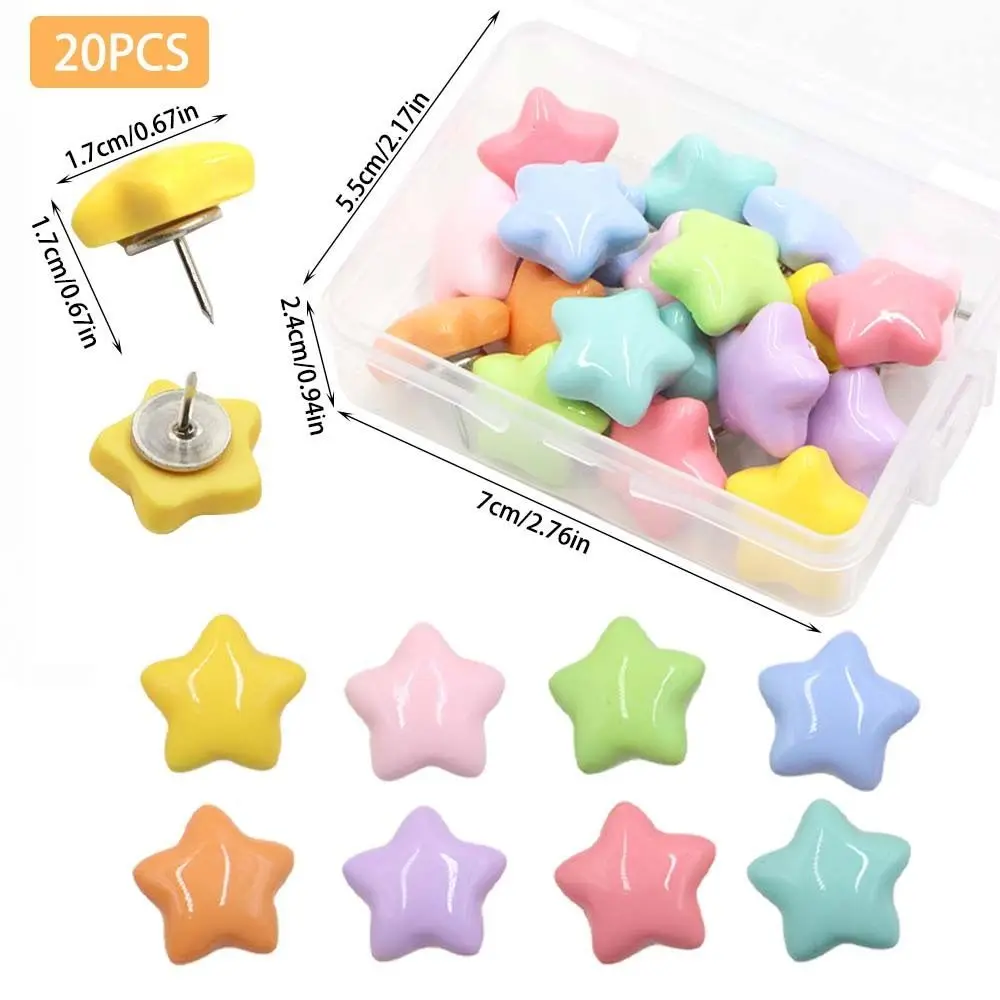 20/50개 내구성 있는 DIY 오각형 푸시핀 3D 창의적인 압정 컬러풀하고 귀여운 장 스터드 사무용 바인딩 용품