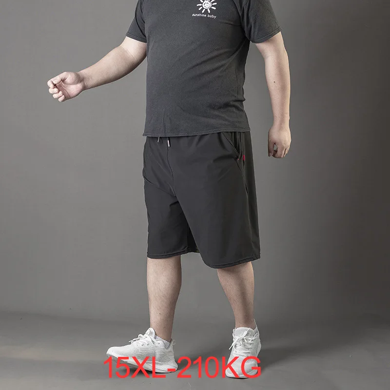 

15xl 14xl 12xl 210kg Summer men's Casual Loose quick-drying Shorts Ice Silk Black Pants men's Zipper Sweatpants Large size Cool