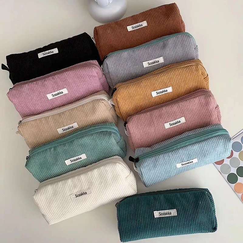 

Corduroy Makeup Bag Organizer Cosmetic Bag Wash Women Travel Make Up Pouch Beauty Toilet Storage Cases