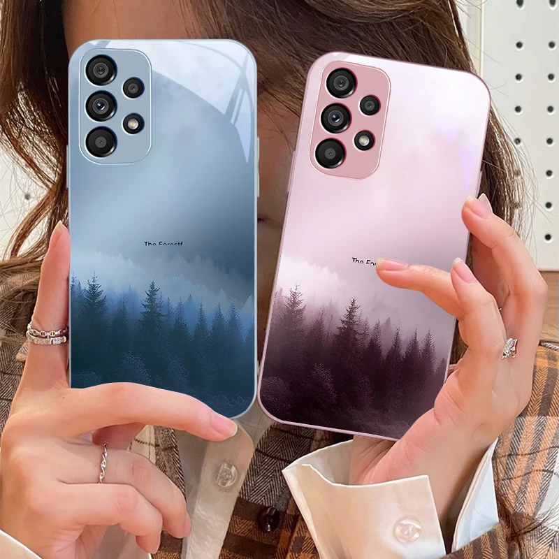 Misty Forest Black Tempered Glass Phone Case