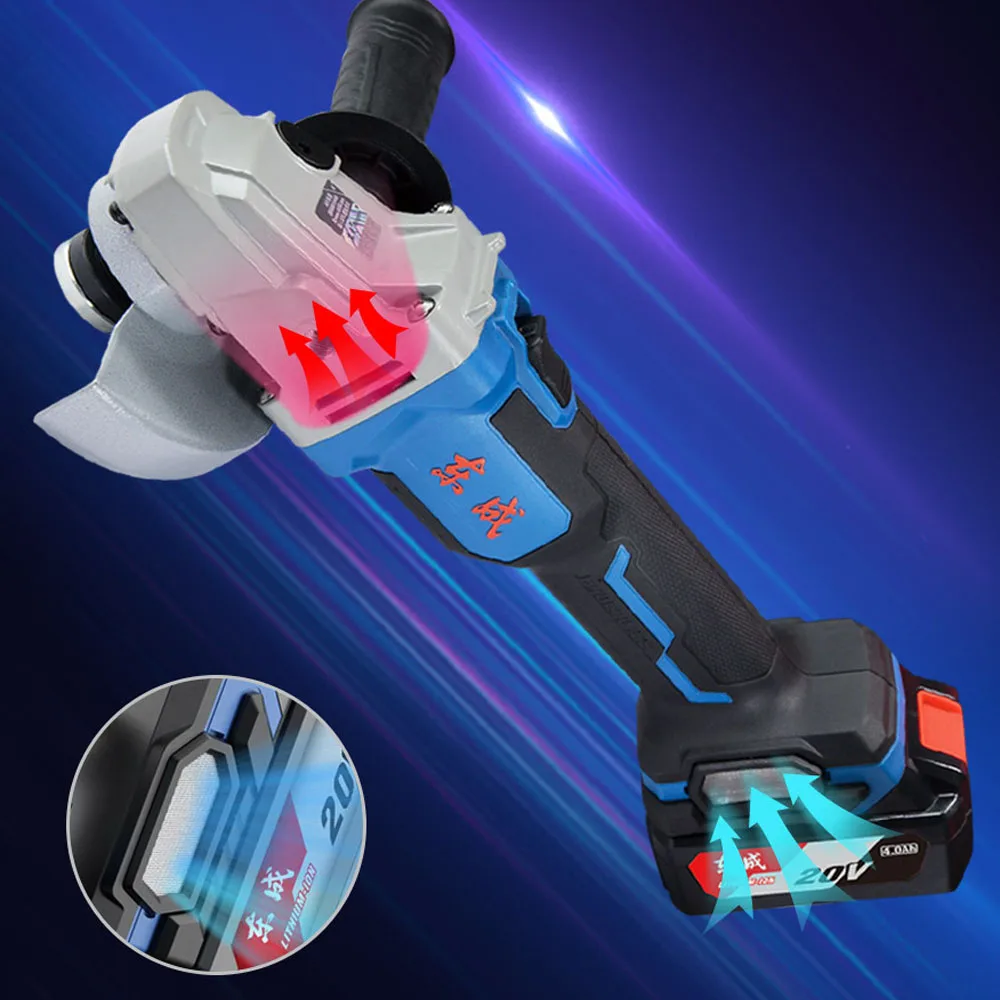 Lithium Electric Angle Grinder Cordless Brushless 20V Adjustable Speed Polishing Machine Rechargeable Power Tool For DCSM03-125