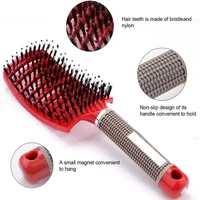 Brosse à cheveux exfoliante, brosse à cheveux en poils pour femmes, peigne humide et bouclé, outil de coiffure pour Salon de coiffure, spécial pour vrais perruques de cheveux 3