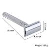 YINTAL Bright Silver Men's Classic Double-sided Manual Razor Long Handle Safety Razors Shaving  Brass Anti-slip Handle 2