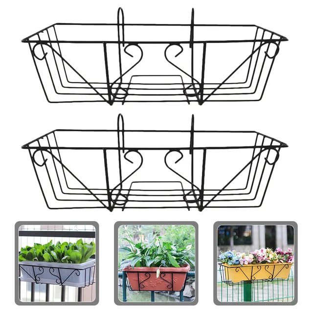 2 Db Erkély Ültetvényes Polc Tartó Virágcserép -Tároló Állvány Tálak Kültéri Ingyenes Szerelt Kerti Kosarak Vasruhák - Image 5