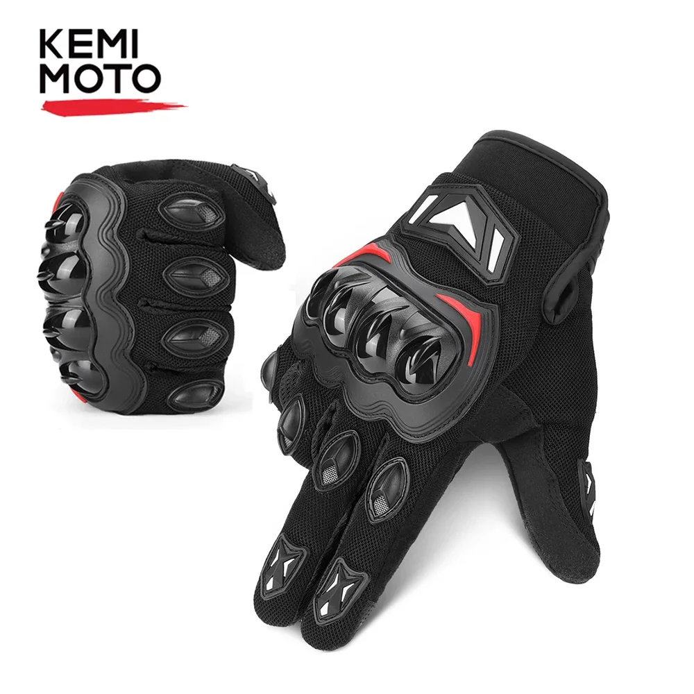 KEMIMOTO-Gants de moto CE pour hommes et femmes, gants de protection VTT, écran tactile, noir, sport, été