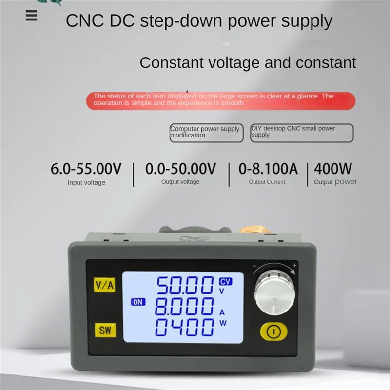 DC 50V 8A 400W CNC Adjustable Constant Voltage Regulator CV CC Step-Down Power Supply Module XY5008EN01R
