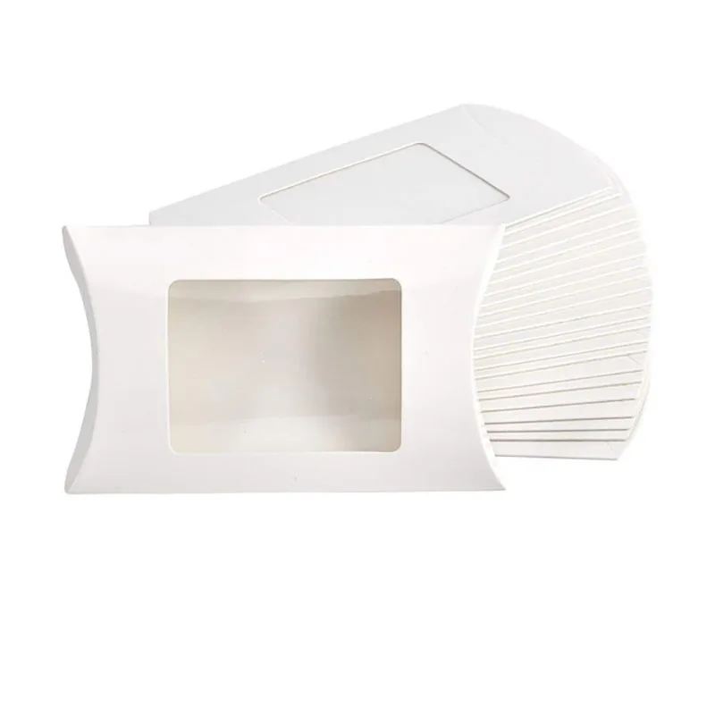thumbnail image 1 of 10/20/30/50/uds Caja de caramelos con forma de almohada con ventana Cajas de embalaje de papel Kraft para regalos de boda y Navidad Suministros para fiestas de cumpleaños, 1 of 5
