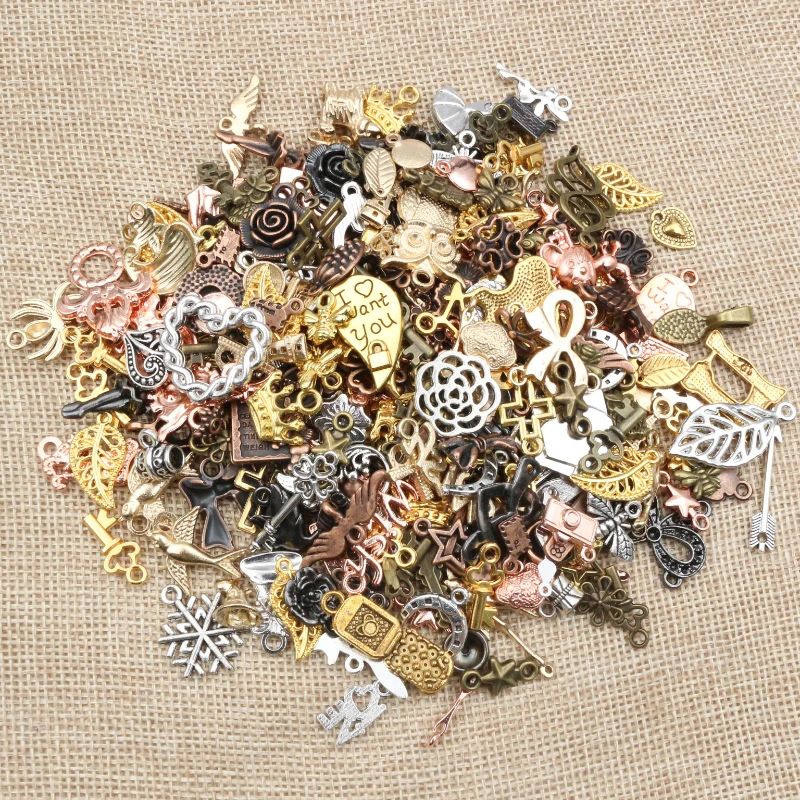 30pcs Mixed Styles Tierherz Blatt Blume Krone Charms Anhänger DIY Schmuck Fundstücke für Halskette Armband Herstellung Zubehör