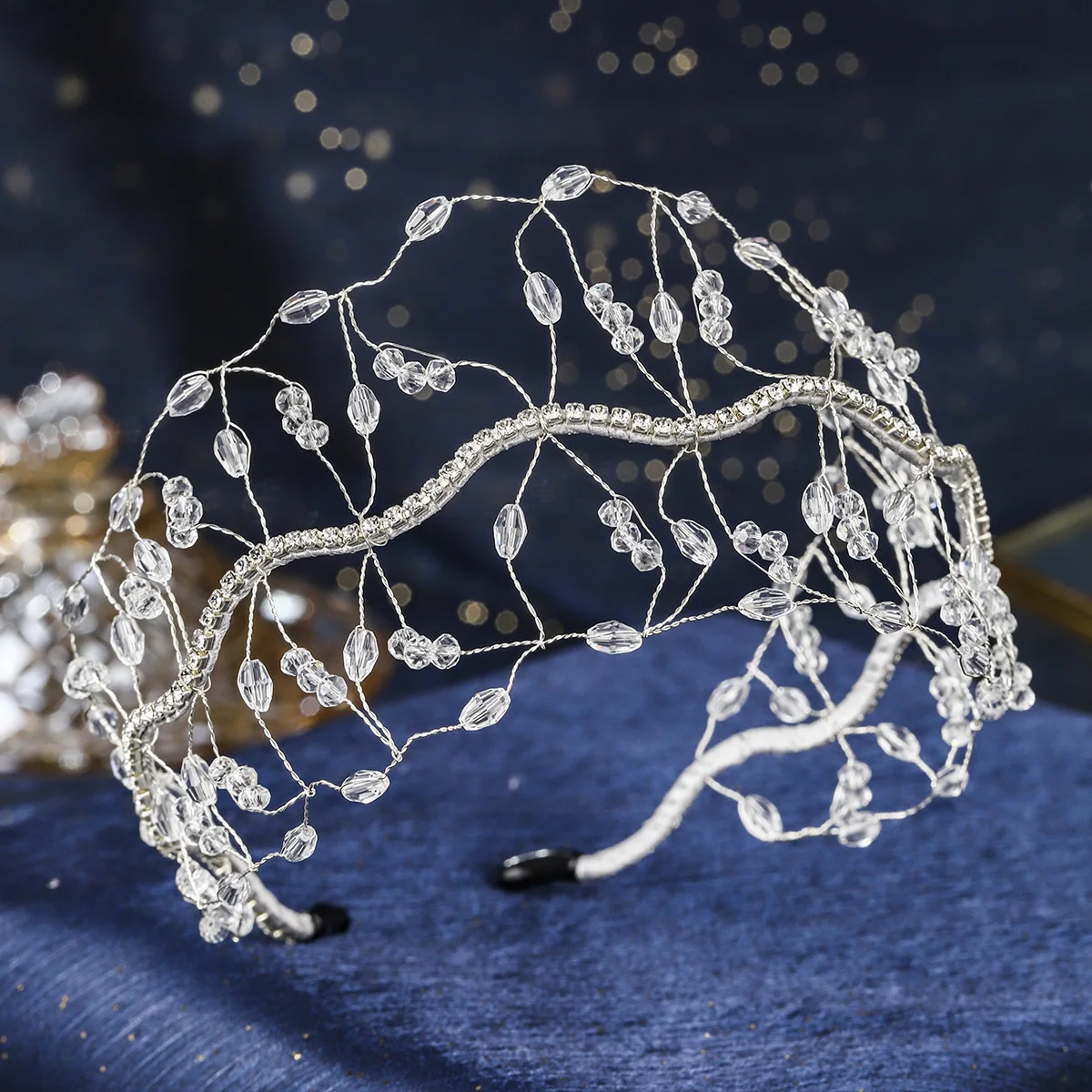 Mode Kristall Perlen Haar Netzwerk Mori Elegante Haar Bands Für Frauen Braut Hochzeit Schmuck Haar Zubehör – Detail 8