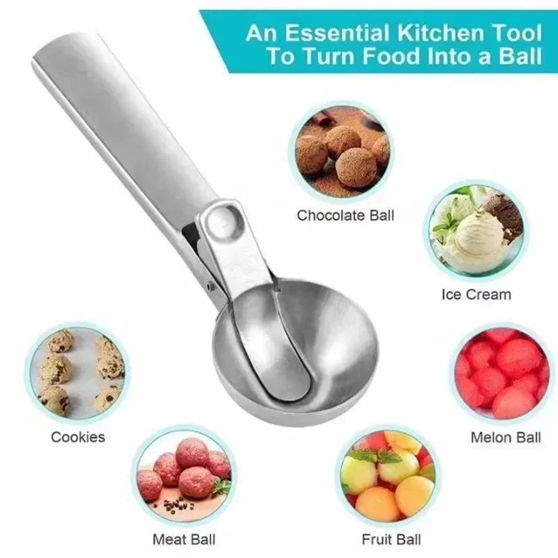 Stainless Steel Ice Cream Ball Scoop Melon Baller Meat Ball Maker 1 Big + 1 Small