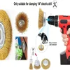 Wire Brush Wheel Cup Brush Set,Set Coarse Crimped 1/4 Inch Shank Wire Wheel for Drill Attachment Copper Wire Brush 2