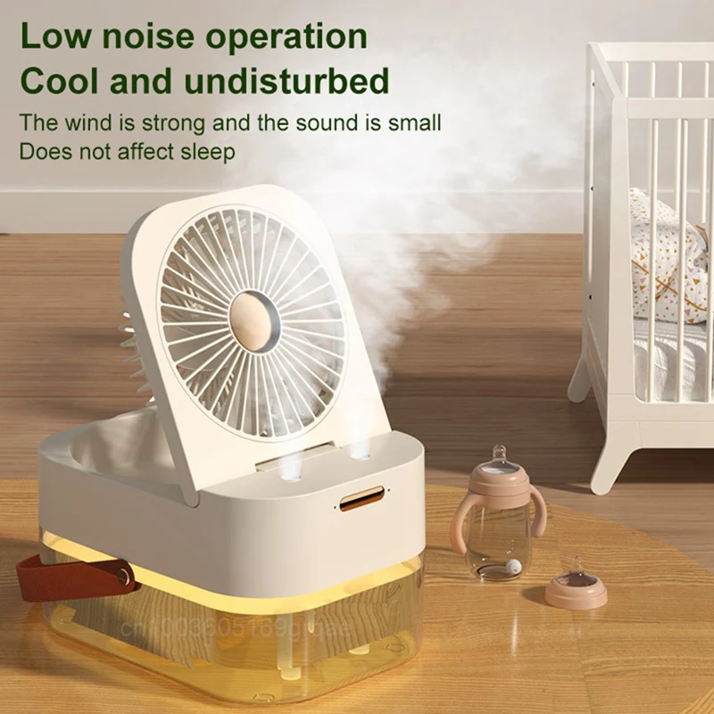 3 In1 Humidifier Double Spray Fan Portable Fan Air Cooler Humidifier USB Fan Desktop Lamp Fan For Summer Hydration Fan