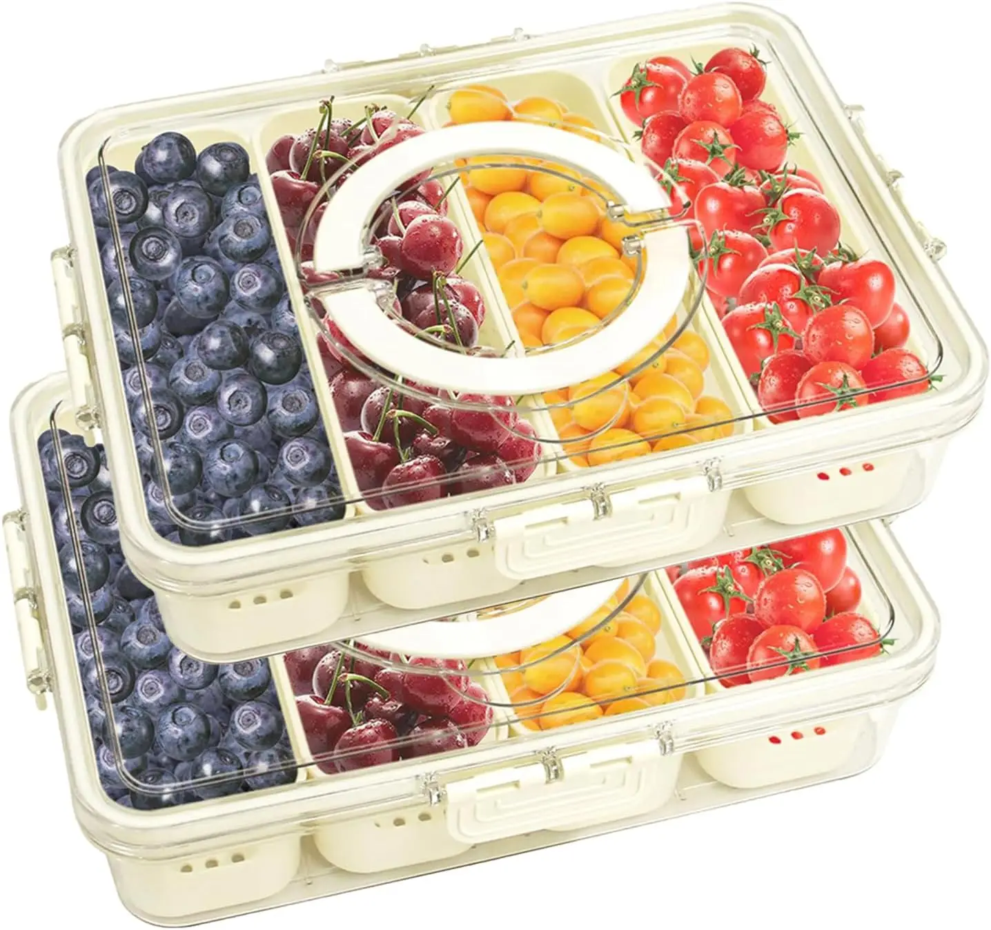 Snackle  Charcuterie Container, Divided Serving Tray with Lid, Fruit  Containers for Fridge, Portable Snack Platters, Veggie Tra 6