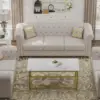 White Faux Marble Coffee Table Simple Modern Rectangular Coffee Tables Open Design Minimalist Center Table for Living Room 4