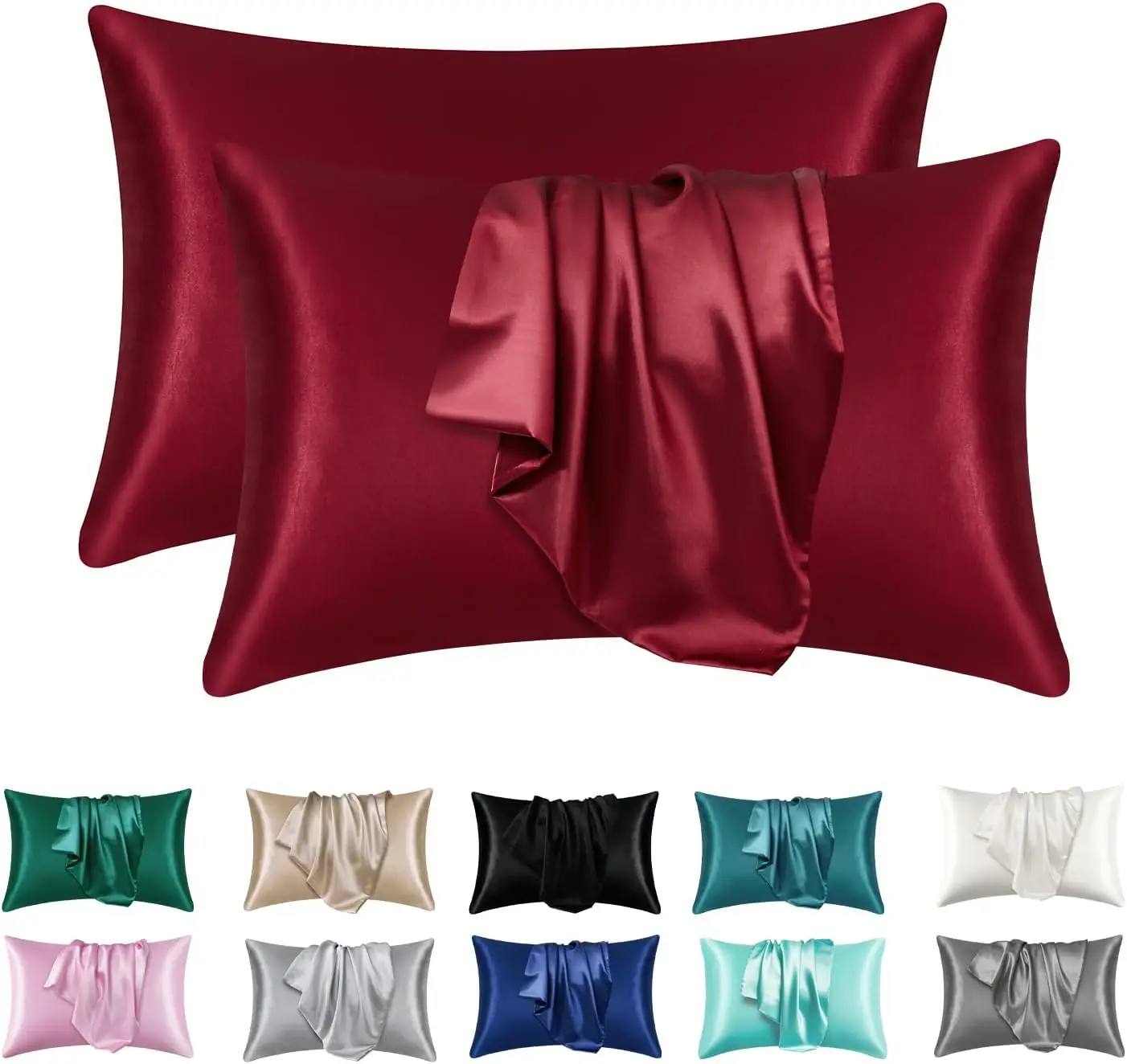 2-Pack Super Soft Coral Satin Silk Pillowcases for Hair and Skin Care, Standard Size
