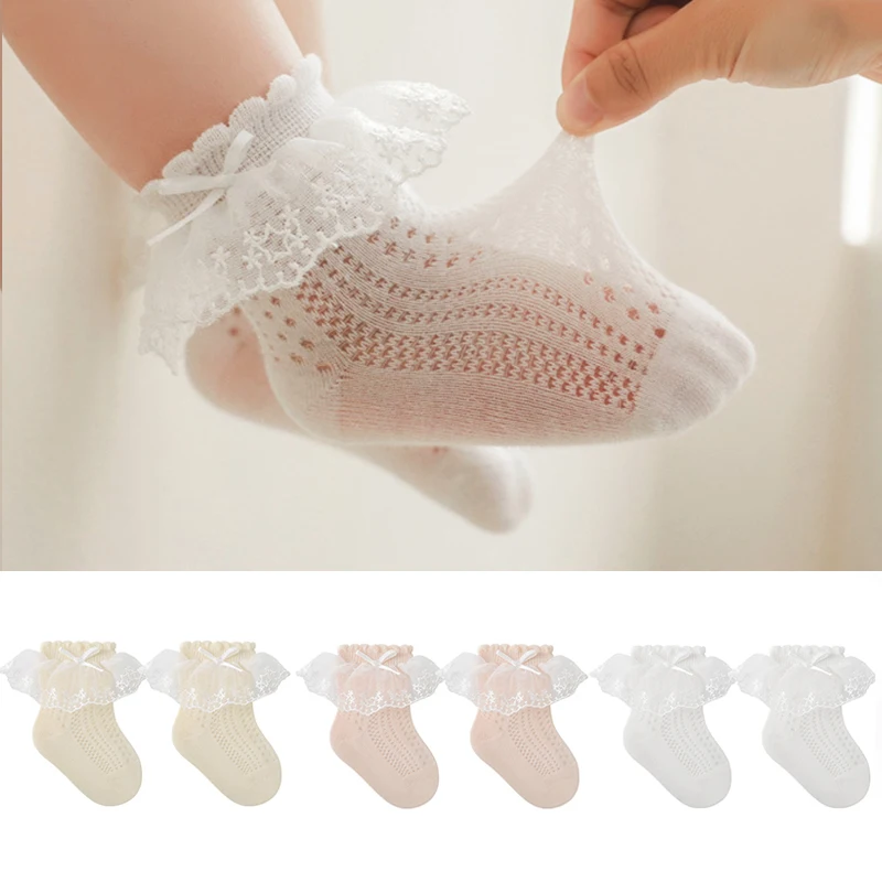 Baby Girls Cotton Socks Princess Lace Kids Socks Summer Thin Mesh for 0-8Y