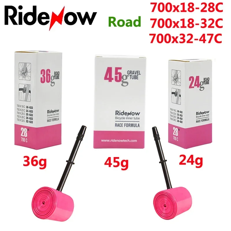 RideNow-TPU Inner Tube for Road Bike, Bicycle Tire,, 700x18 23 25 28 32 35 47C,  French Valve 45,/65,/85mm,MTB 29x1.5, 1.75, 1.9