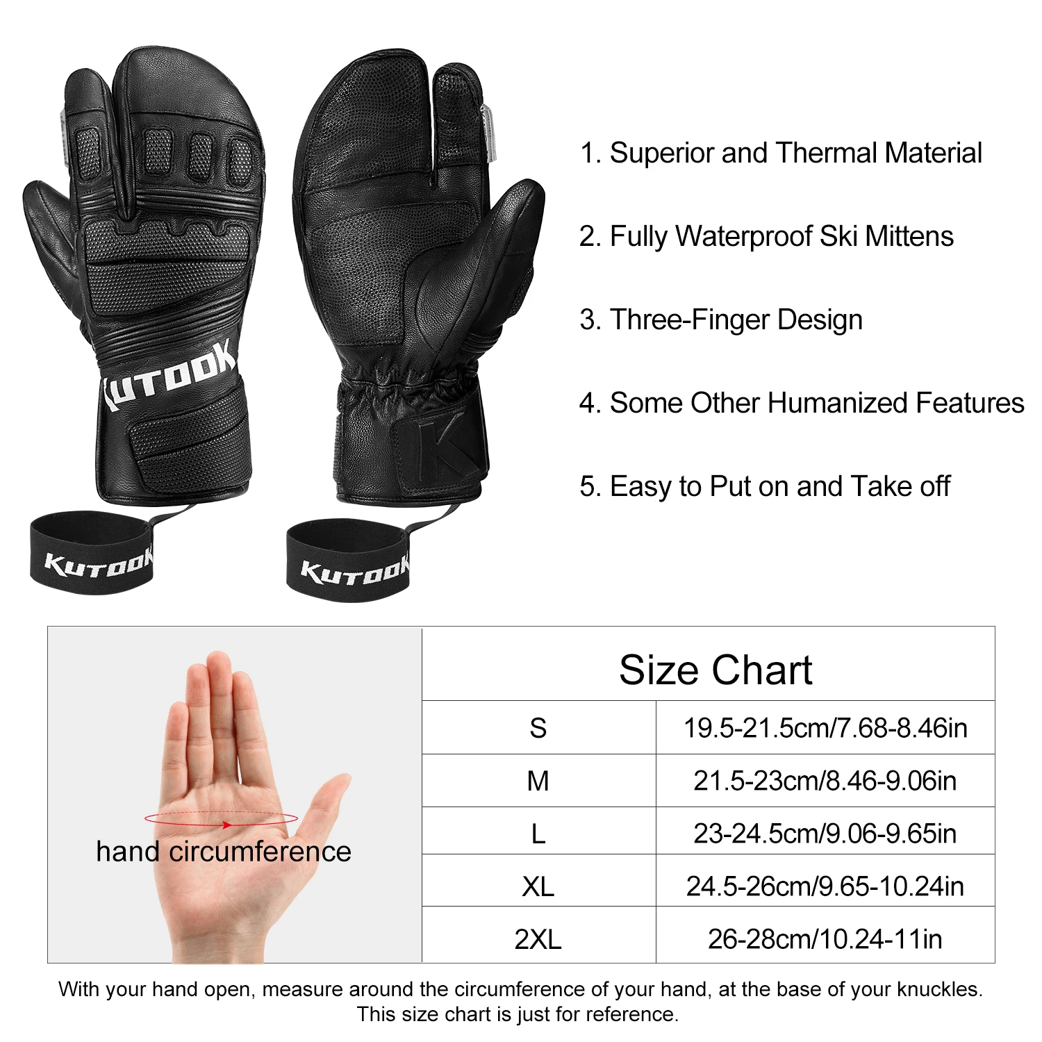 KUTOOK Winter Snowboard Ski Gloves Goat Skin Thermal Skiing Snow Gloves Snowmobile Mitten Outdoor Gloves Waterproof  Accessories 6