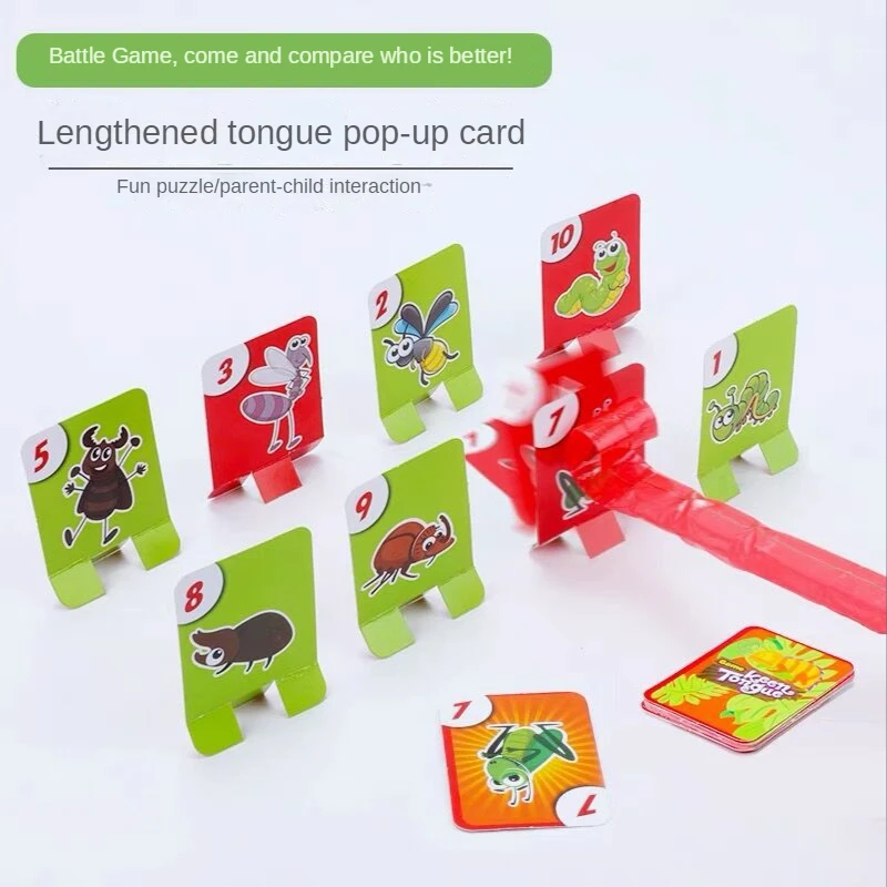 Frog Tongue-Sticking TikTok Same Funny Toy Lizards Mask Two-player Card Game Desktop Interactive Toys Parent-child Party Games childrens toys parent child interactive toy