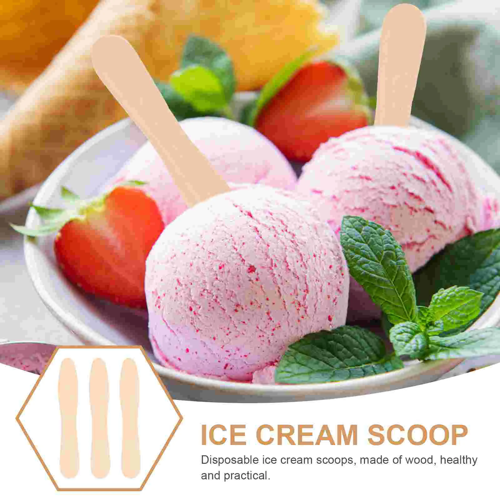 Ice Cream Scoop Wooden Small Tasting Spoon Paddle Spoon Mini Dessert Tasting Stick Wood Disposable For Taster Sampling